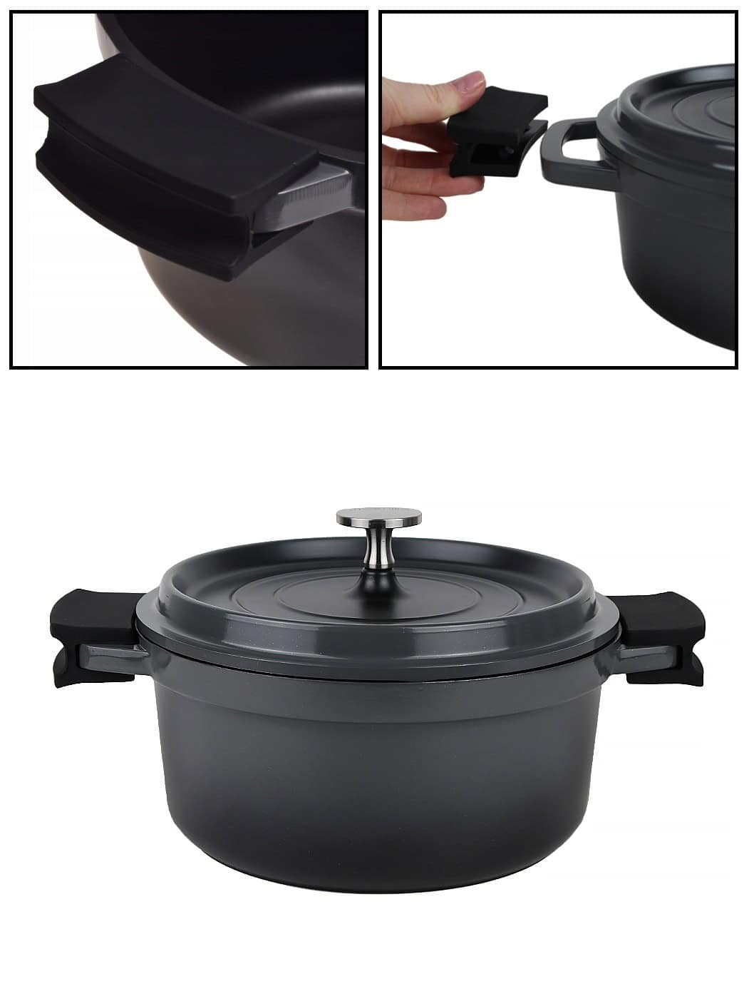 Oala traditionala, aluminiu, antiaderenta, 2.5 L, 20 cm, inductie - imagine 2