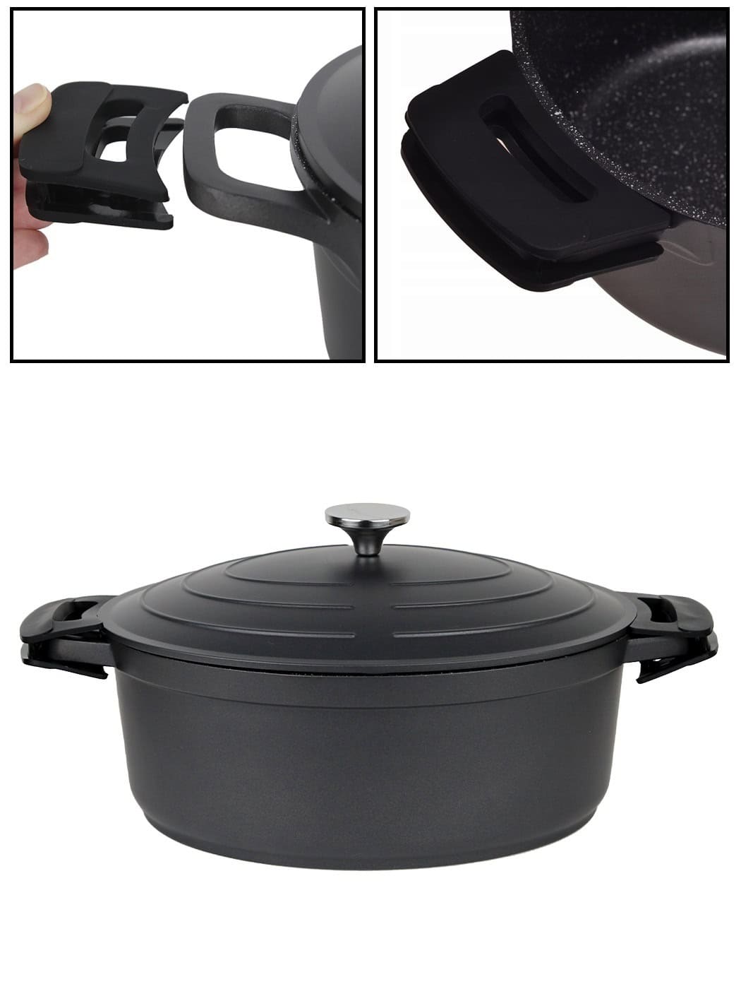 Oala mare aluminiu, 6 L, antiaderenta, cu capac - imagine 4