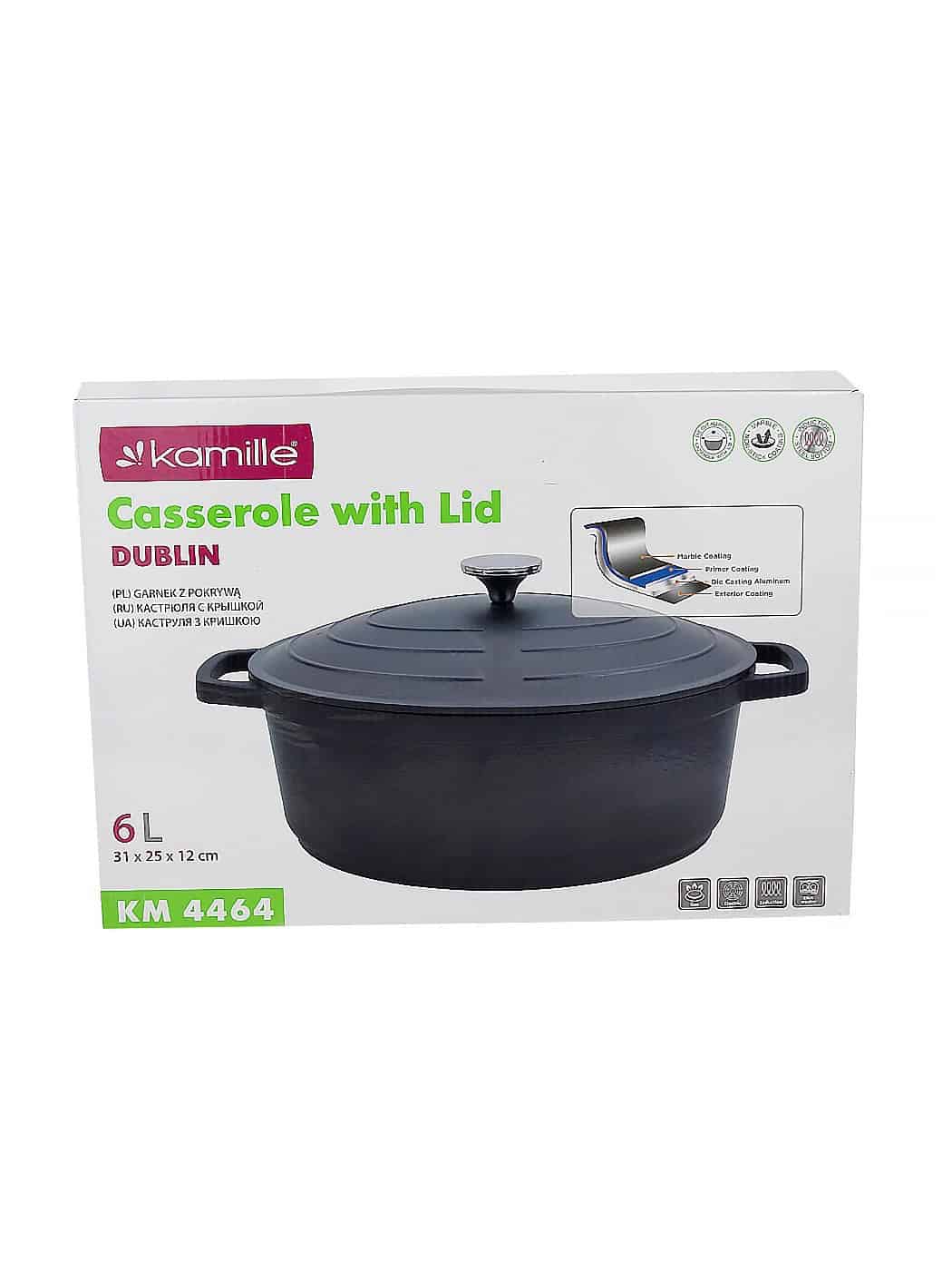 Oala mare aluminiu, 6 L, antiaderenta, cu capac - imagine 6