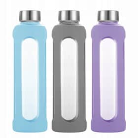 Sticla de apa termorezistenta, 550 ml, sticla/silicon, turcoaz