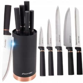 Set Cutite 6 piese, suport negru, lame inox, manere soft-touch