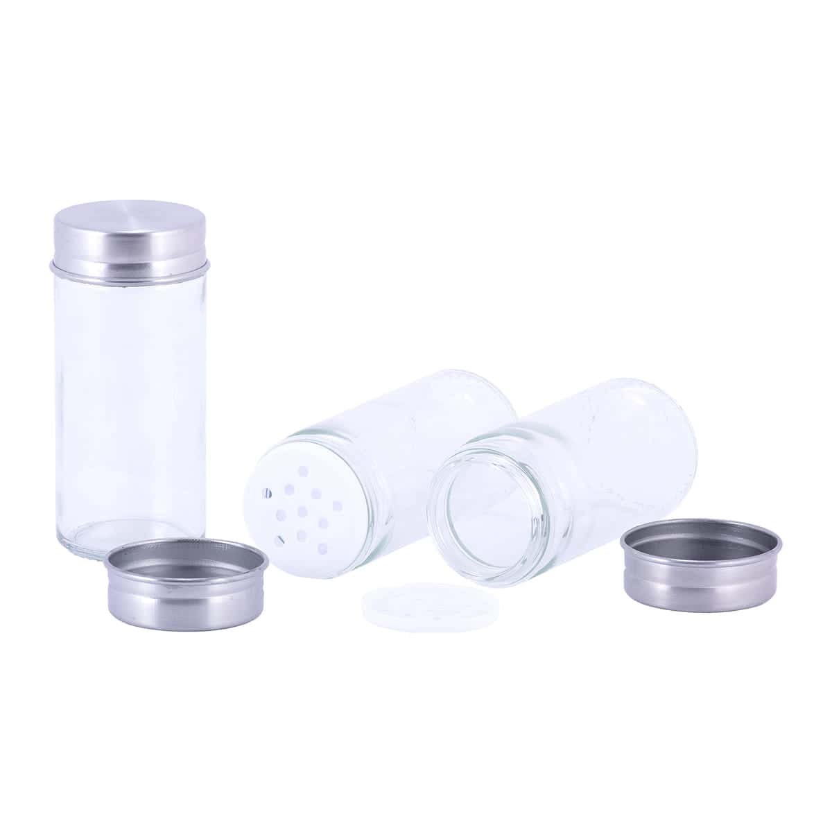 Set suport rotativ condimente + 16 recipiente, Bambus/Sticla - imagine 2