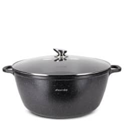 Oala, aluminiu turnat, invelis marmorat, 18.5 L, capac sticla, inductie