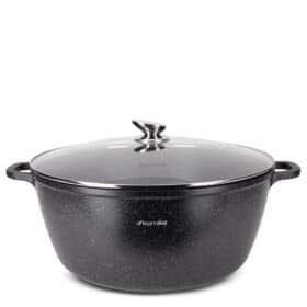 Oala, aluminiu turnat, invelis marmorat, 18.5 L, capac sticla, inductie