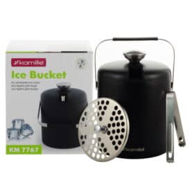 Set frapiera termica, inox, cu cleste, 1.3 L, 14x19 cm, negru/argintiu