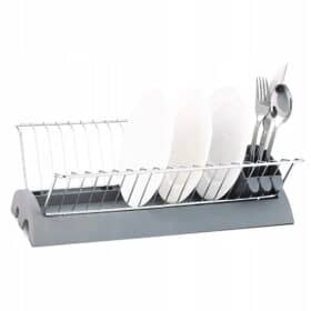 Scurgator vase, otel/plastic, 41.5x28x13.5 cm, argintiu/alb