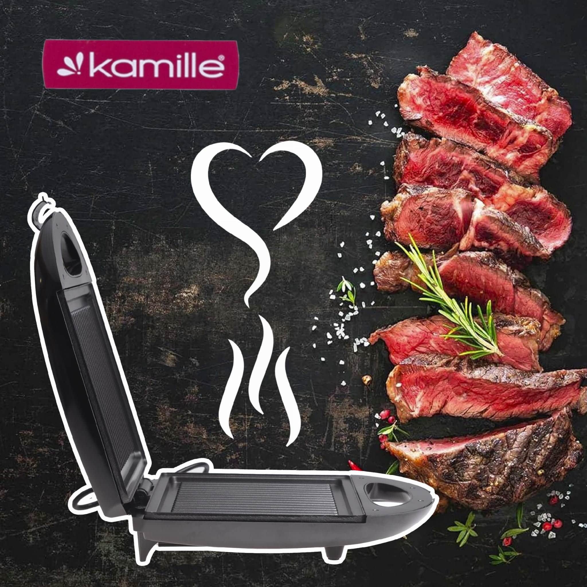 Grill electric, cu placi antiaderente, 1400W, tava de scurgere - imagine 2