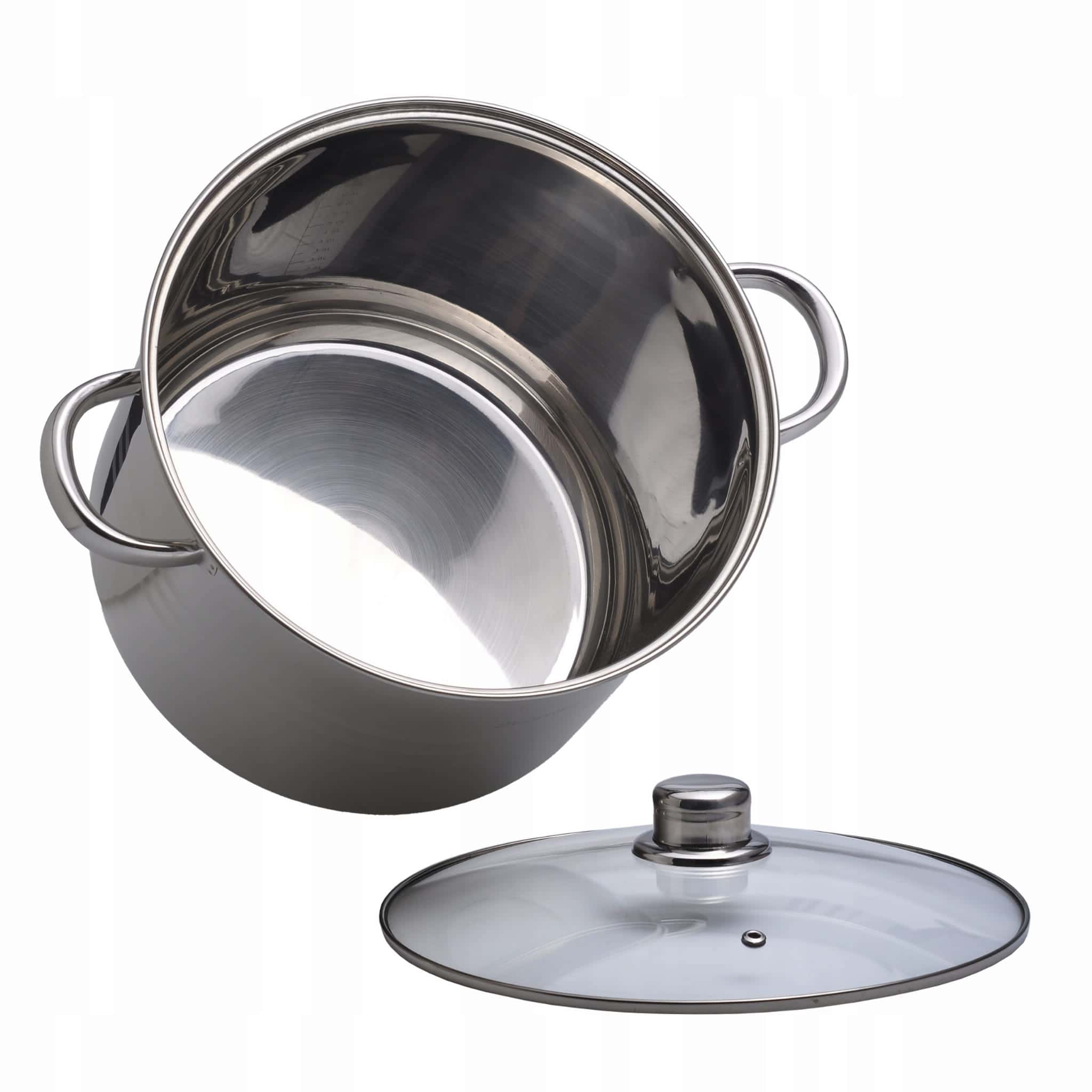 Oala inalta, capac sticla termorezistenta, inox, 15.5 L, 30 cm - imagine 3