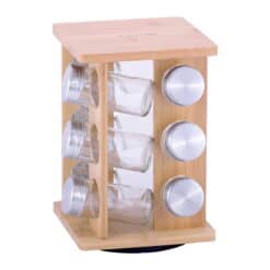 Set suport rotativ condimente, 12 recipiente, inox
