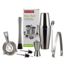 Set barman pentru cocktail-uri, inox, 9 piese, 800 ml/550 ml, argintiu