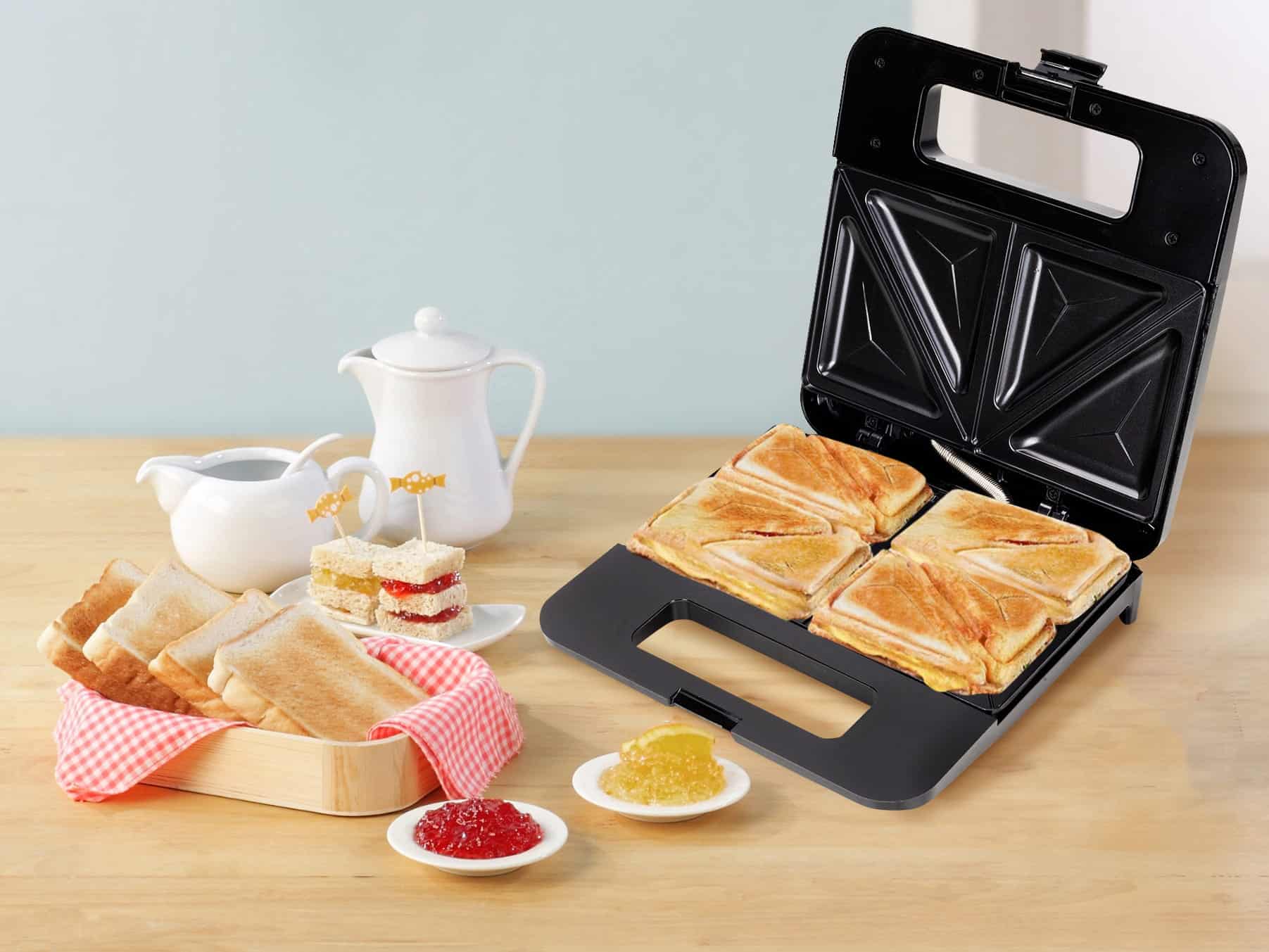Sandwich-maker, placi antiaderente, indicator luminos, inox - imagine 6