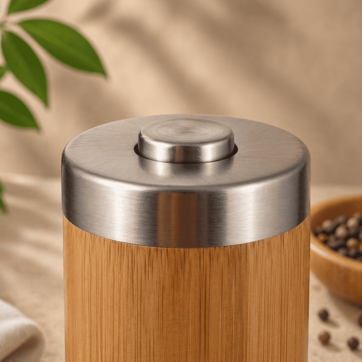 Rasnita electrica inox si bambus, transparenta, 5x21.5cm - imagine 4