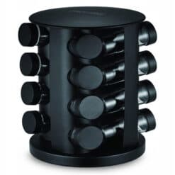 Suport rotativ condimente, 16 recipiente, inox, negru