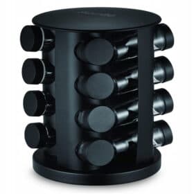 Suport rotativ condimente, 16 recipiente, inox, negru