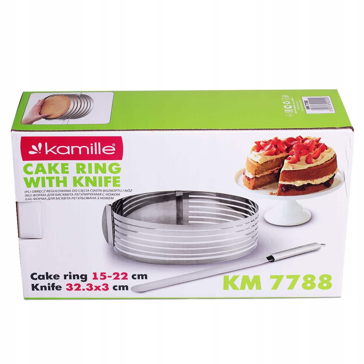 Forma prajituri, inel reglabil 15-22 cm, set cu cutit inox - imagine 2
