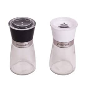 Set 2 rasnite condimente, inox si sticla, 6.5x13.5 cm