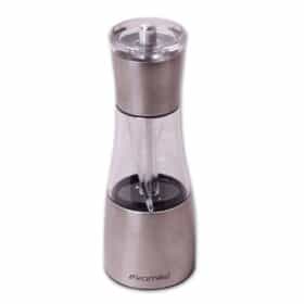 Rasnita manuala de piper si sare, 2 in 1, inox, argintiu