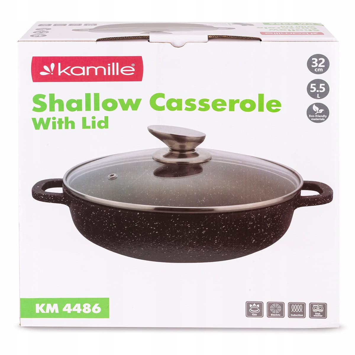 Cratita, invelis marmorat, 5.5 L, cu capac de sticla, aluminiu, inductie - imagine 8