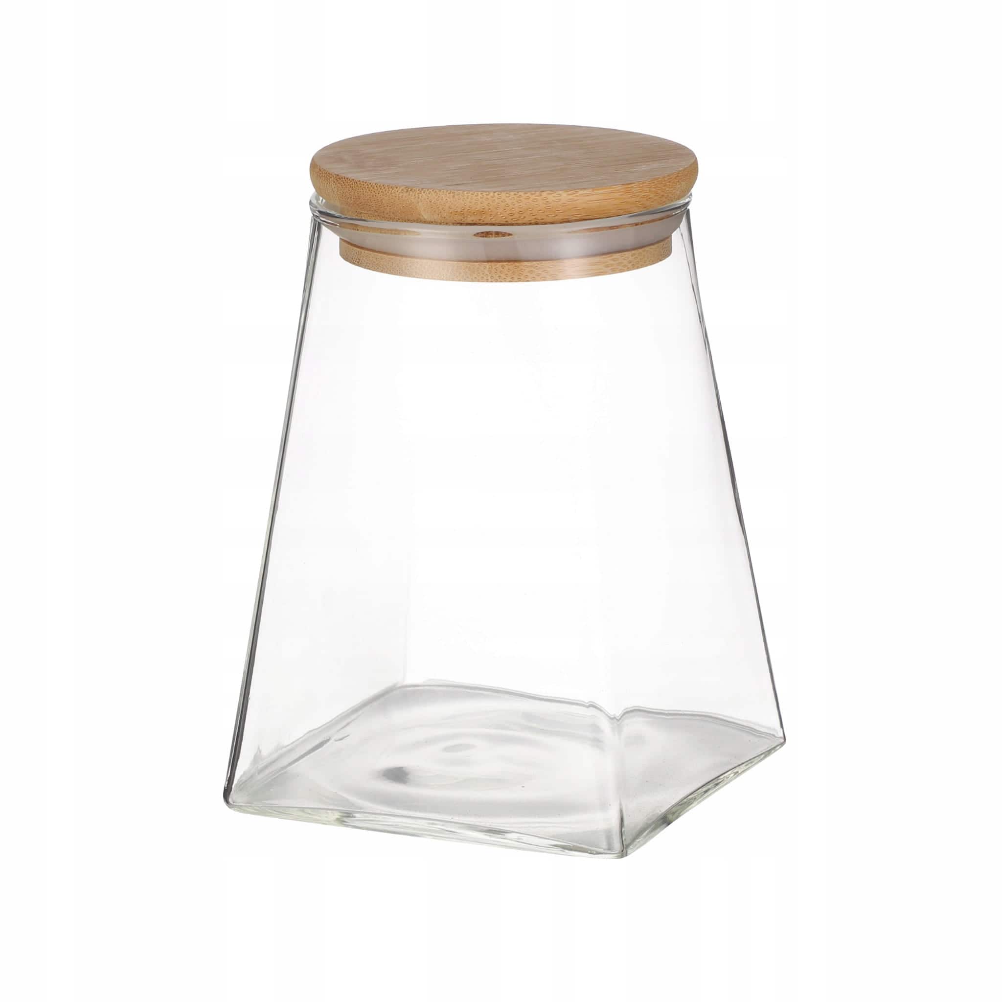 Borcan pentru condimente, sticla transparenta cu capac din bambus, 600 ml, etans, 9x9x11.6cm, - imagine 2