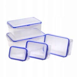Set 5 cutii alimentare plastice, 500 ml - 3500 ml, transparent