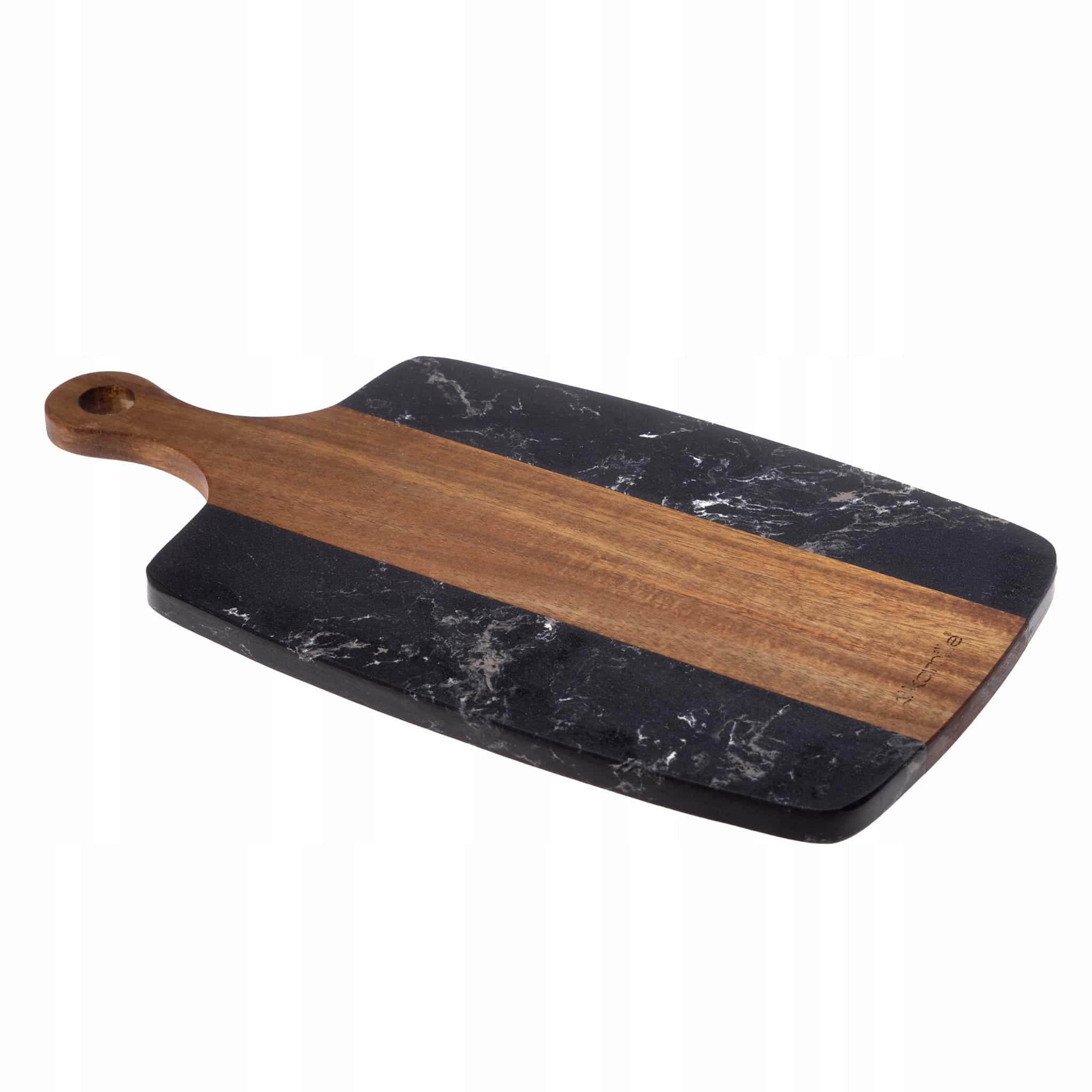 Tocator de bucatarie cu maner, plastic, 35x18x1.3cm, maro/negru - imagine 2