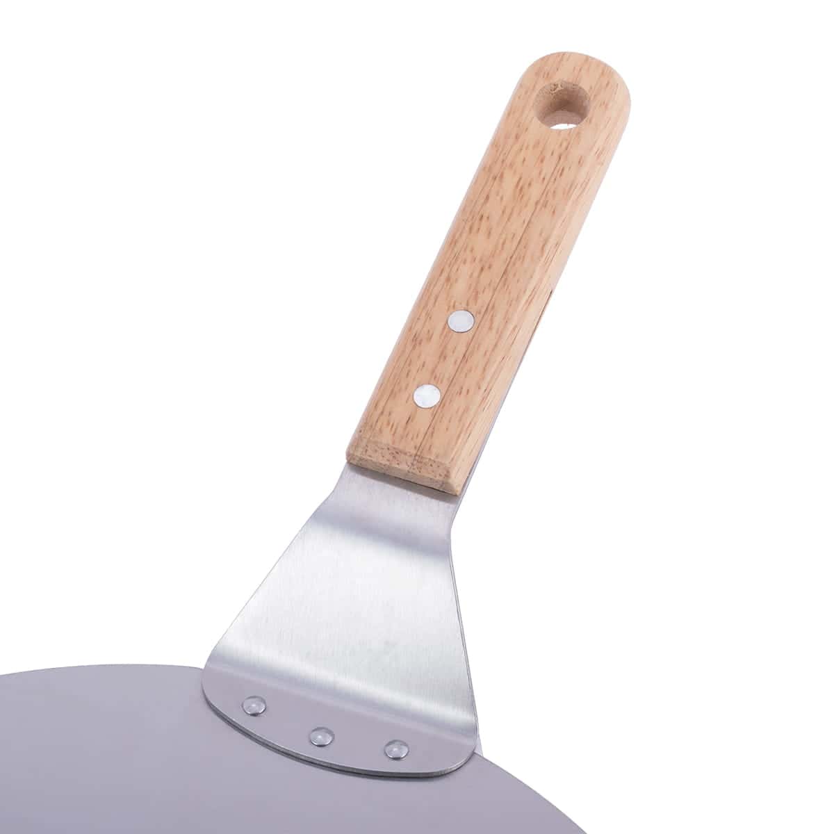 Tava (Platou) servire pizza, otel inoxidabil, 30.5 cm, cu maner lemn, argintiu/bej - imagine 3