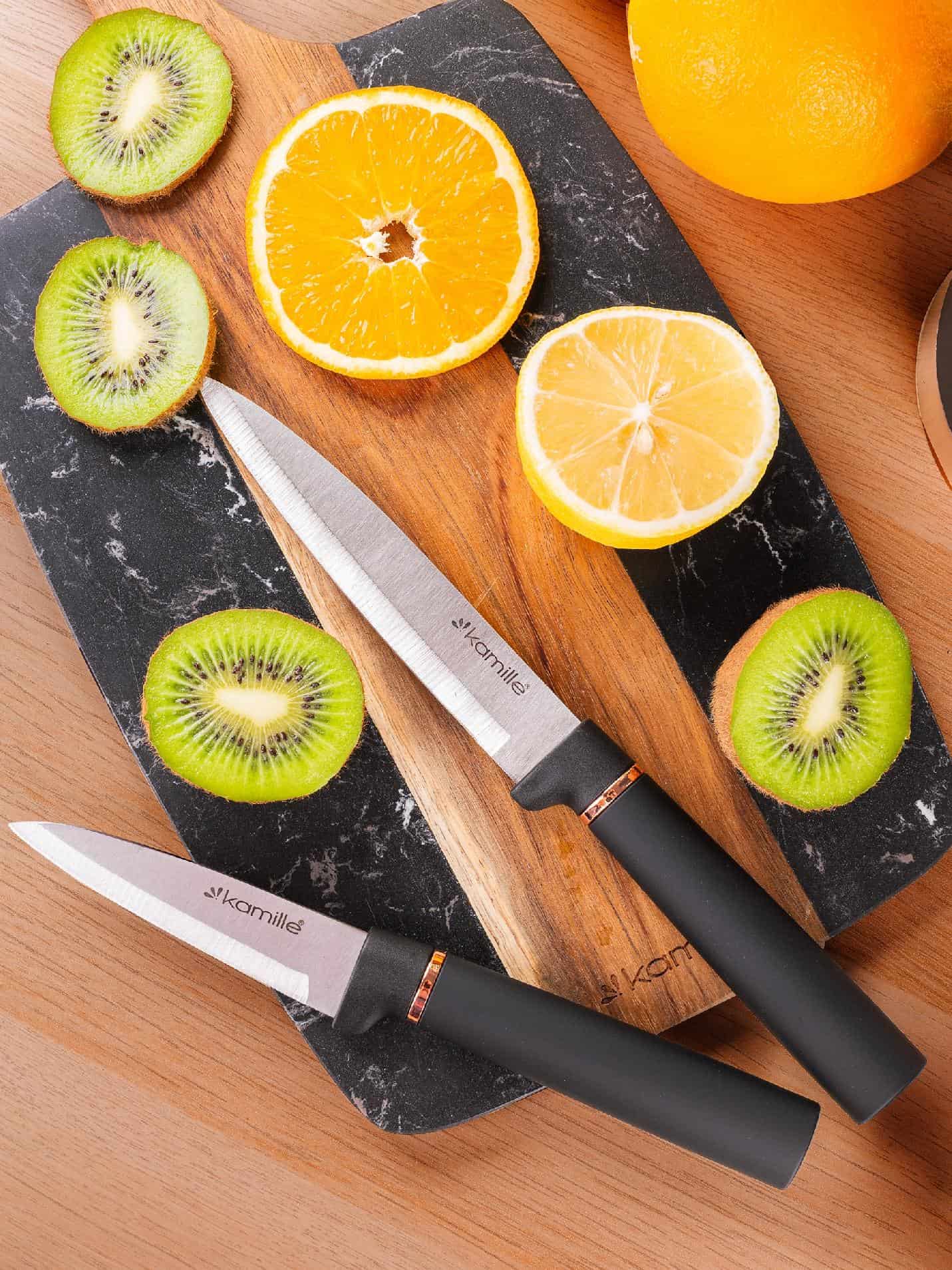 Set Cutite 6 piese, suport negru, lame inox, manere soft-touch - imagine 4