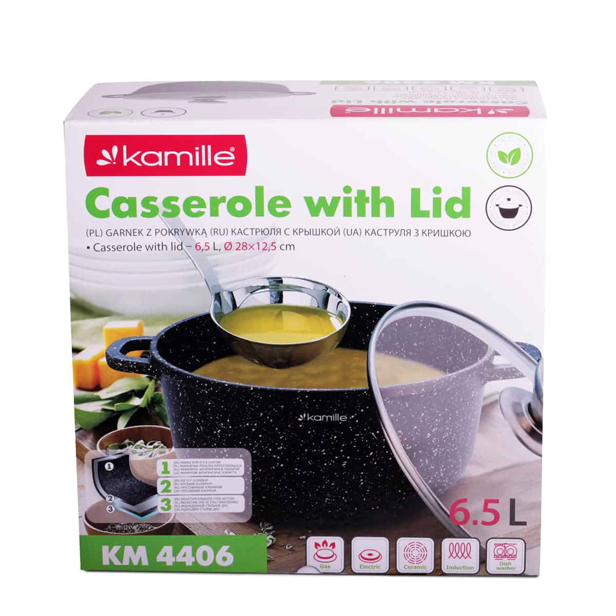 Oala cu capac, din aluminiu, invelis antiaderent, 6.5 L, 28x12.5 cm - imagine 6