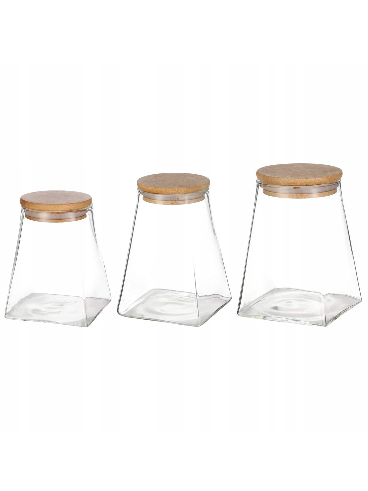 Borcan pentru condimente, sticla transparenta cu capac din bambus, 600 ml, etans, 9x9x11.6cm, - imagine 4