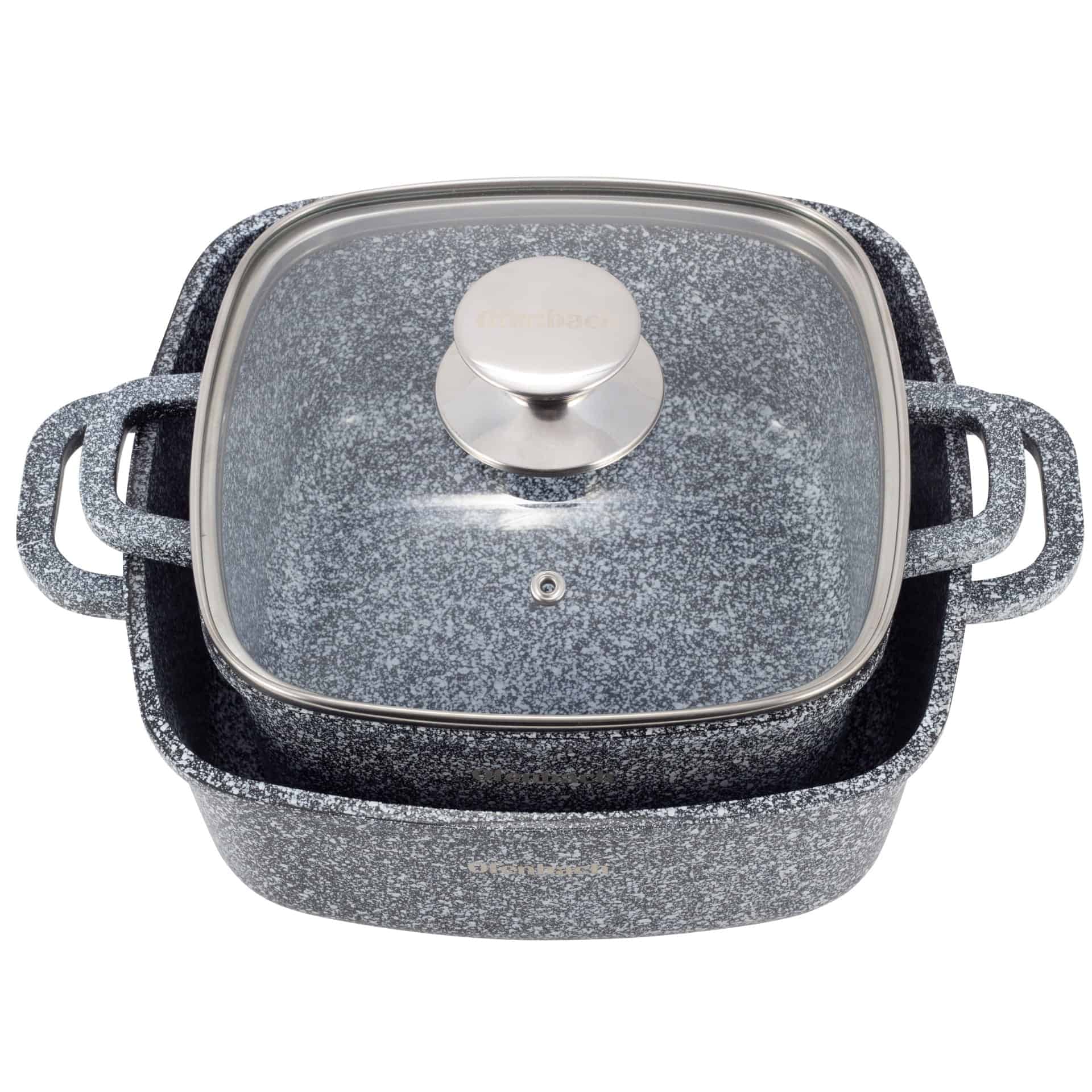 Set 2 oale cu capace, granit, 2.3 L / 4.4 L, 20 cm / 24 cm - imagine 5