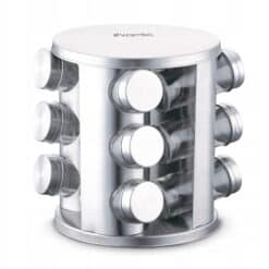 Set condimente Kamille, suport rotativ, 12 recipiente, inox