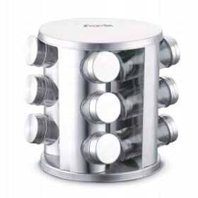 Set condimente Kamille, suport rotativ, 12 recipiente, inox