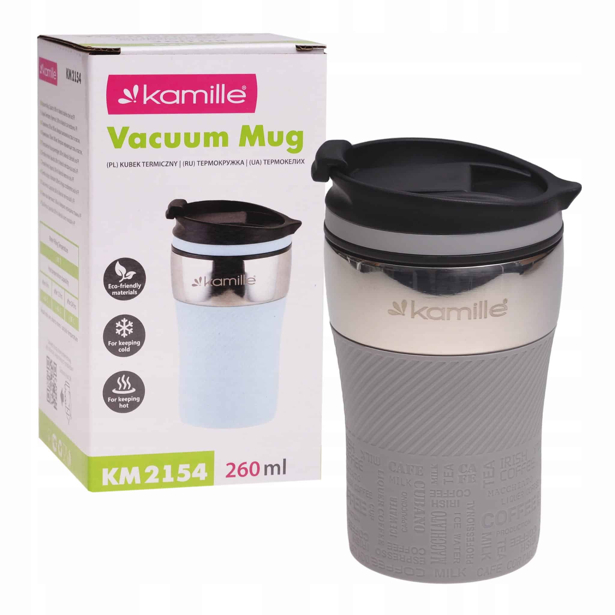 Cana termos din inox, antiderapanta, 260 ml, gri - imagine 8