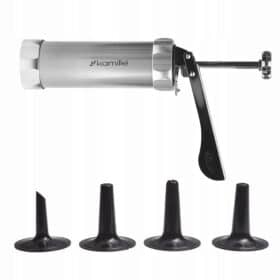 Dispozitiv ornat prajituri (Spritz), inox, 24 duze, 21.5 x 15.5 cm, argintiu/negru