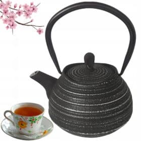 Ceainic din fonta emailata, sita inox, 600 ml