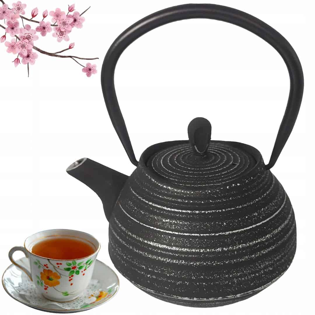 Ceainic din fonta emailata, sita inox, 600 ml