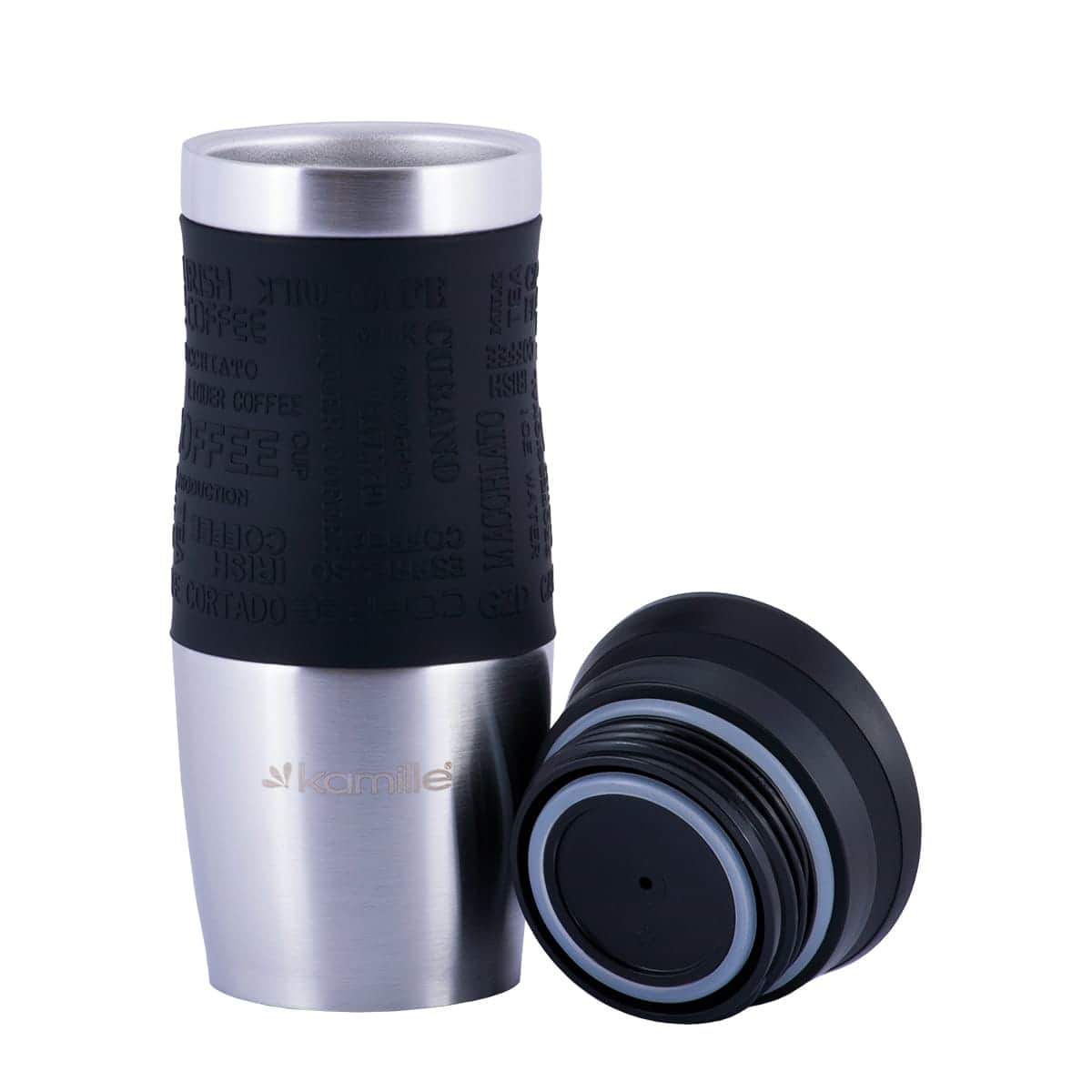 Cana termica, sticla termo, 380 ml, pentru apa, Negru - imagine 4