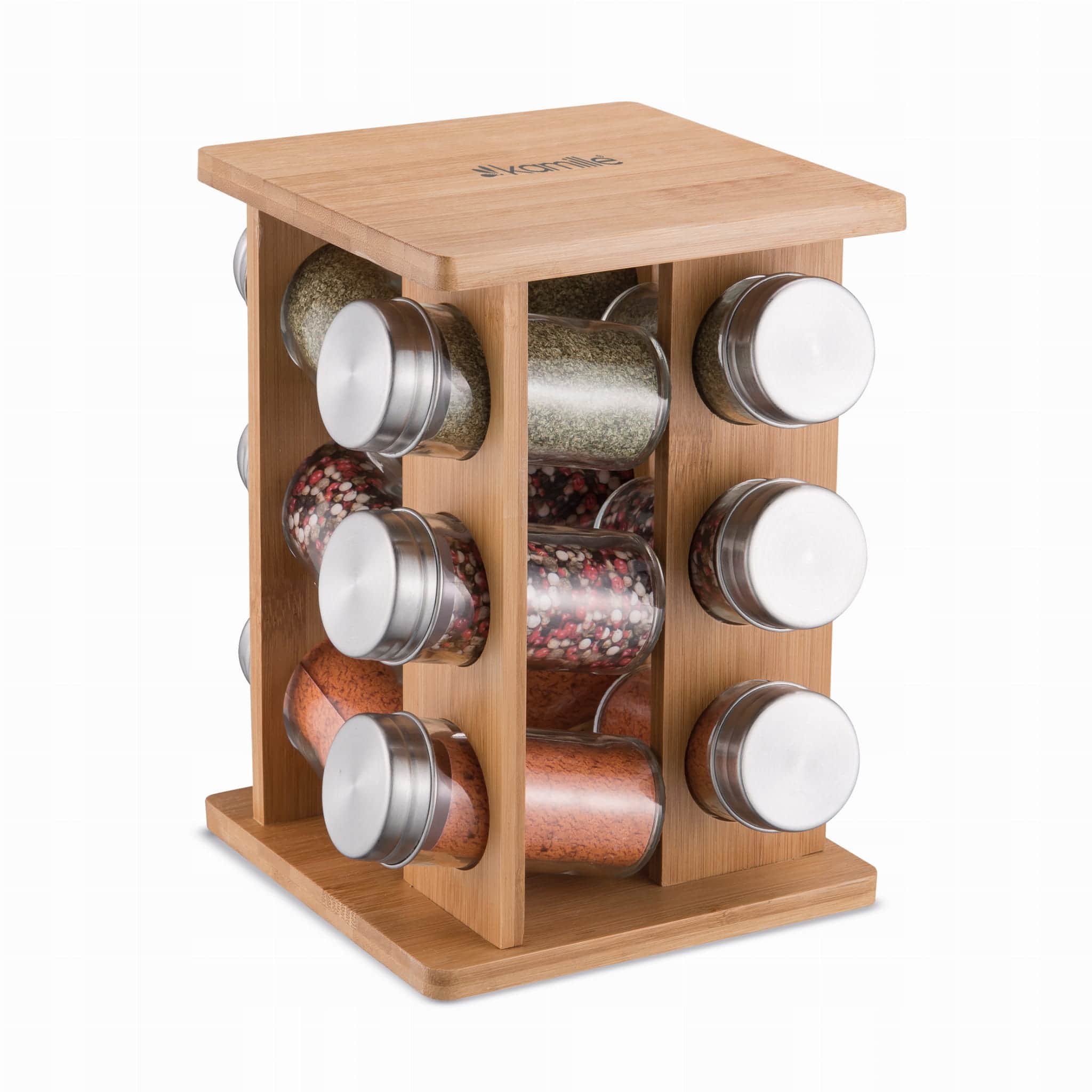 Set suport rotativ condimente, 12 recipiente, inox - imagine 5