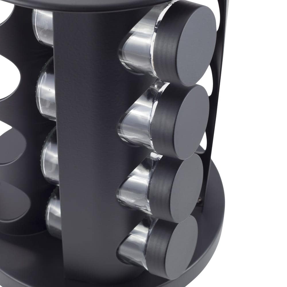 Suport rotativ condimente, 16 recipiente, inox, negru - imagine 3