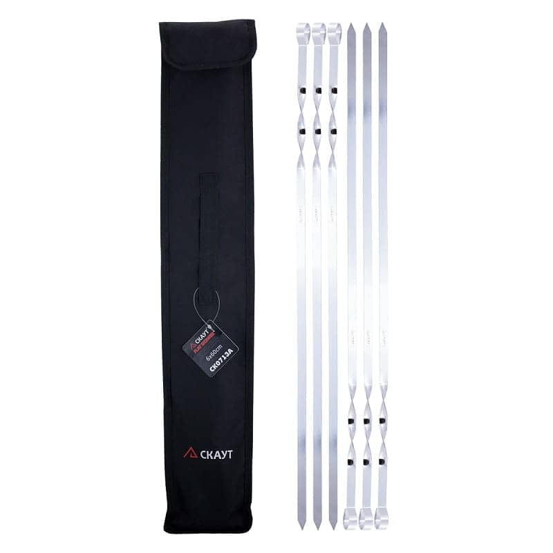 Set 6 frigarui, otel inoxidabil, 60 cm, pentru carne si legume la grill, cu husa de protectie