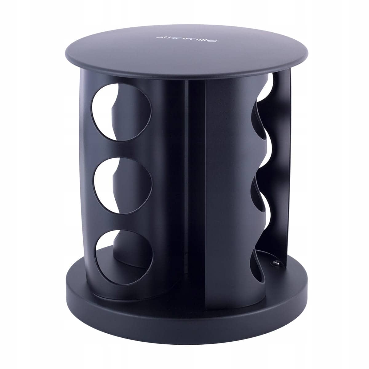 Set suport rotativ condimente, 12 recipiente, inox, negru - imagine 3