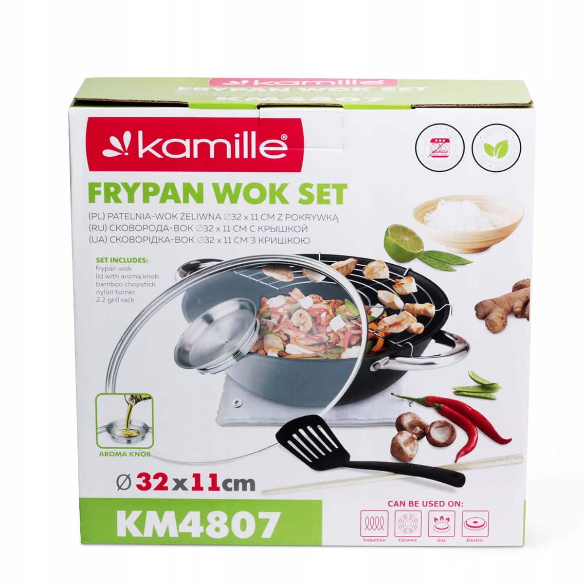 Oala wok, 26 cm, 3 L, acoperire antiaderenta, dozator - imagine 4