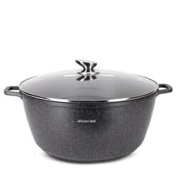 Oala din aluminiu turnat 13.5 L, marmorat, inductie, capac sticla