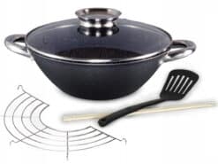 Set cratita din fonta 28 cm cu capac, gratar inox, spatula si betisoare