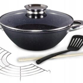 Set cratita din fonta 28 cm cu capac, gratar inox, spatula si betisoare
