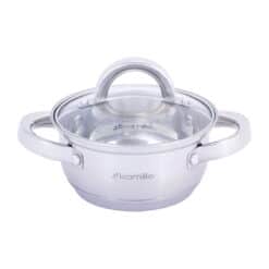 Oala inox, 1.0 L, 14 cm, 5 straturi, capac sticla