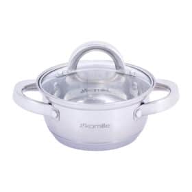 Oala inox, 1.0 L, 14 cm, 5 straturi, capac sticla