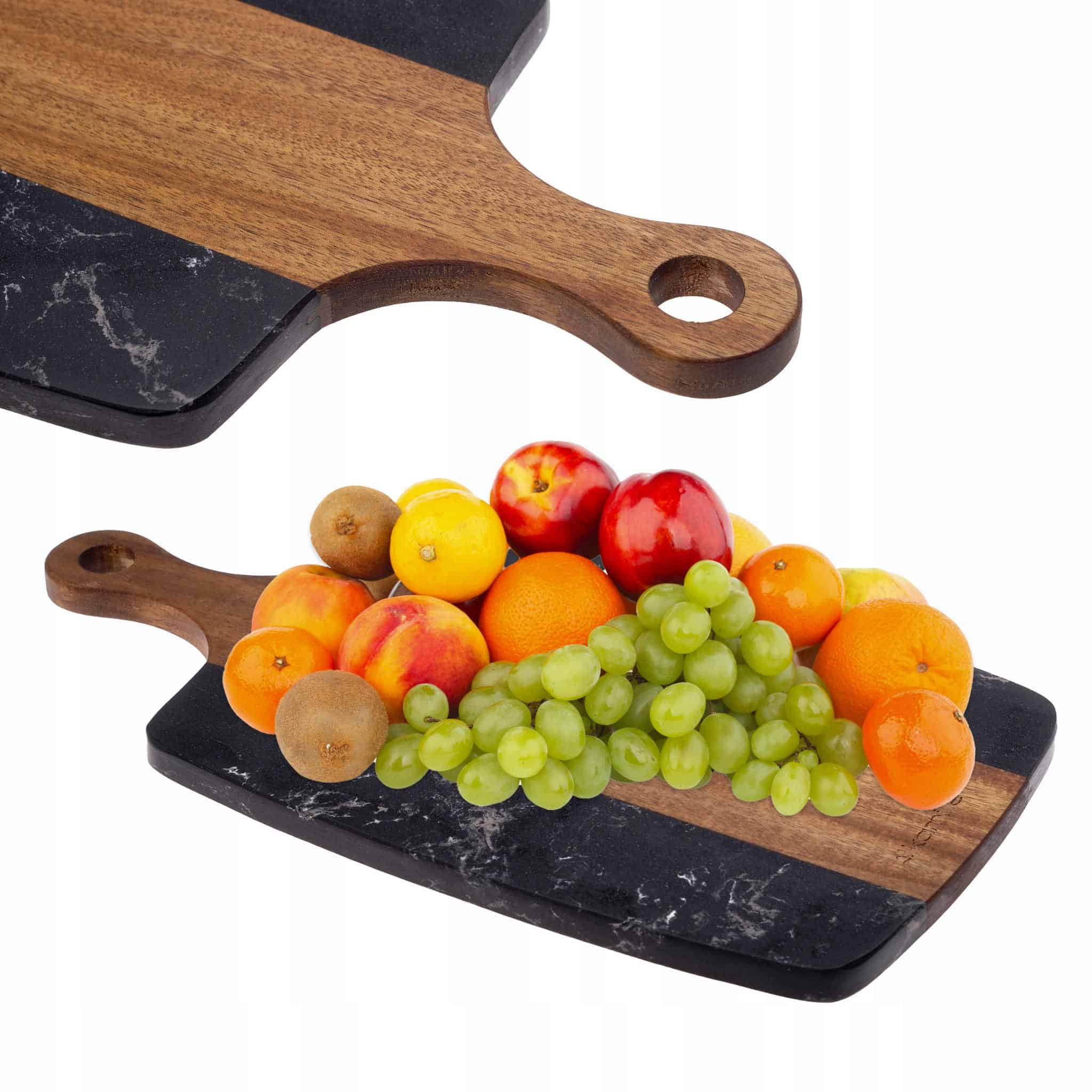 Tocator de bucatarie cu maner, plastic, 35x18x1.3cm, maro/negru - imagine 3