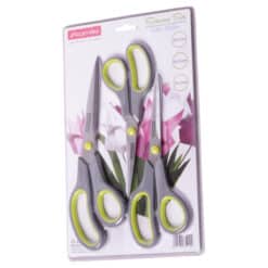 Set 3 foarfece, croitorie/uz general, inox, manere ergonomice, antiderapante, gri/verde