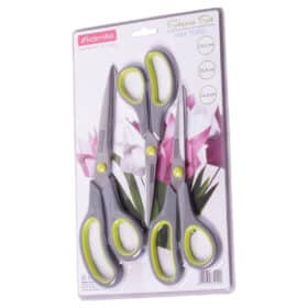 Set 3 foarfece, croitorie/uz general, inox, manere ergonomice, antiderapante, gri/verde